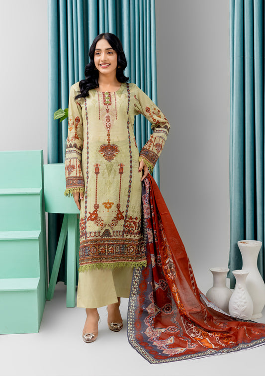 BinNoor Fab Lawn Bana Dora 3Pcs De-LA05-P3044