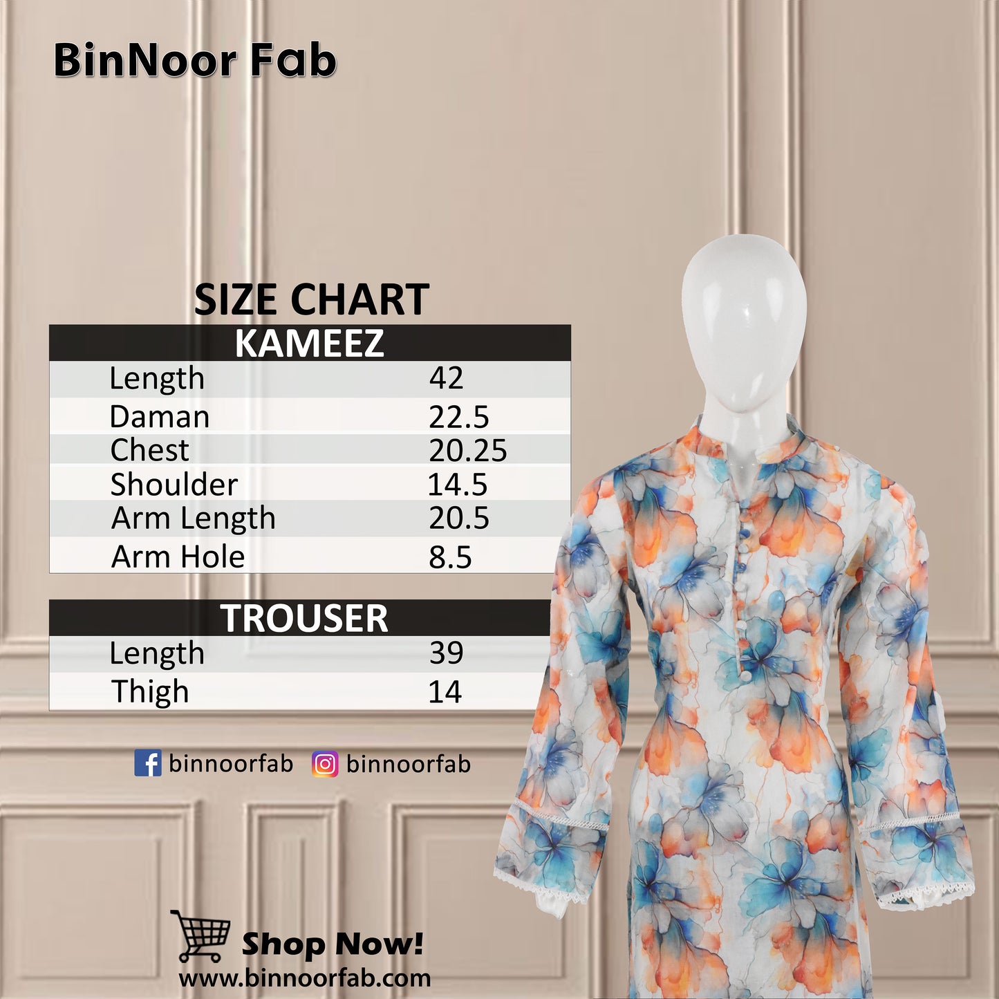 BinNoor Fab Lawn Stitched 2Pcs DE-LA07-P2-S062