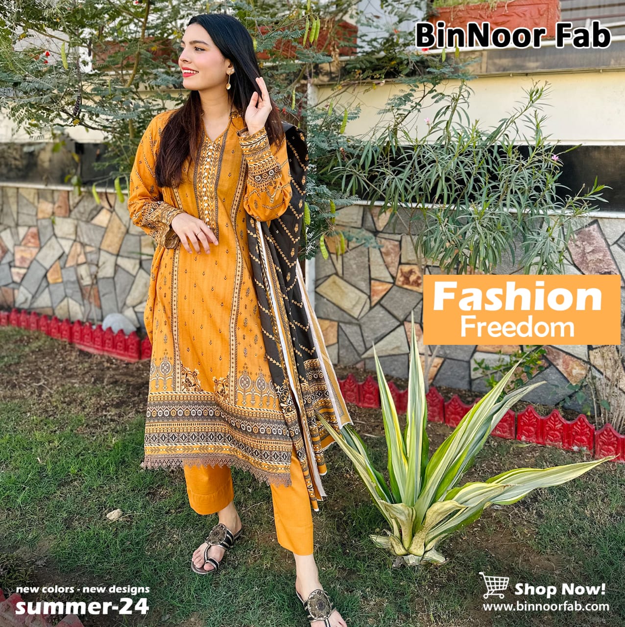 BinNoor Fab Lawn 3Pcs De-LA01-P3001